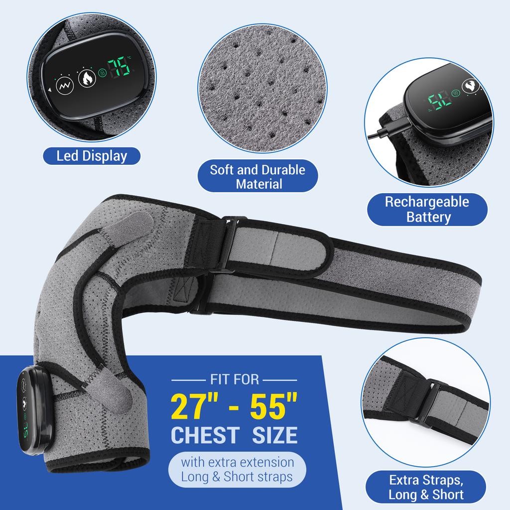 Electric Heating Shoulder Massager LED Display Vibration Massage Shoulder Support Belt Strap For Joint Brace Care Muscle Relax