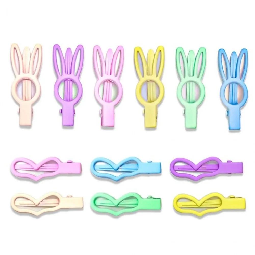 Set of 10 Matte Pastel Rabbit Heart Hairpins heart
