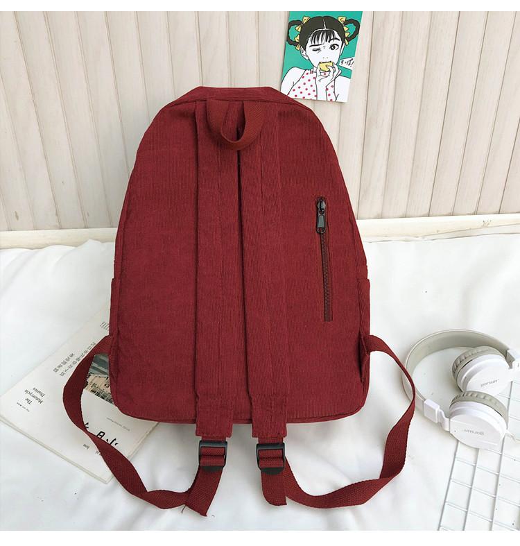 Preppy Style Women Backpack Corduroy Design School Bags For Teenage Girls Travel Backpacks Female Shoulder Bags Daypack Black