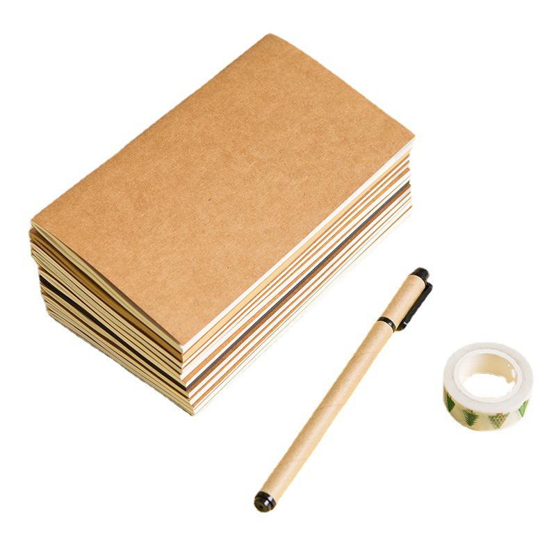 Standardowy notes podróżny, 21x11, Strony z papieru kraftowego zszywane siodłowo