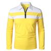 Męskie koszulki polo z długim rękawem w paski, z zamkiem 1/4, bawełniane, patchworkowe, z kołnierzykiem, casualowe, modne, pulower, slim fit, koszulka golfowa