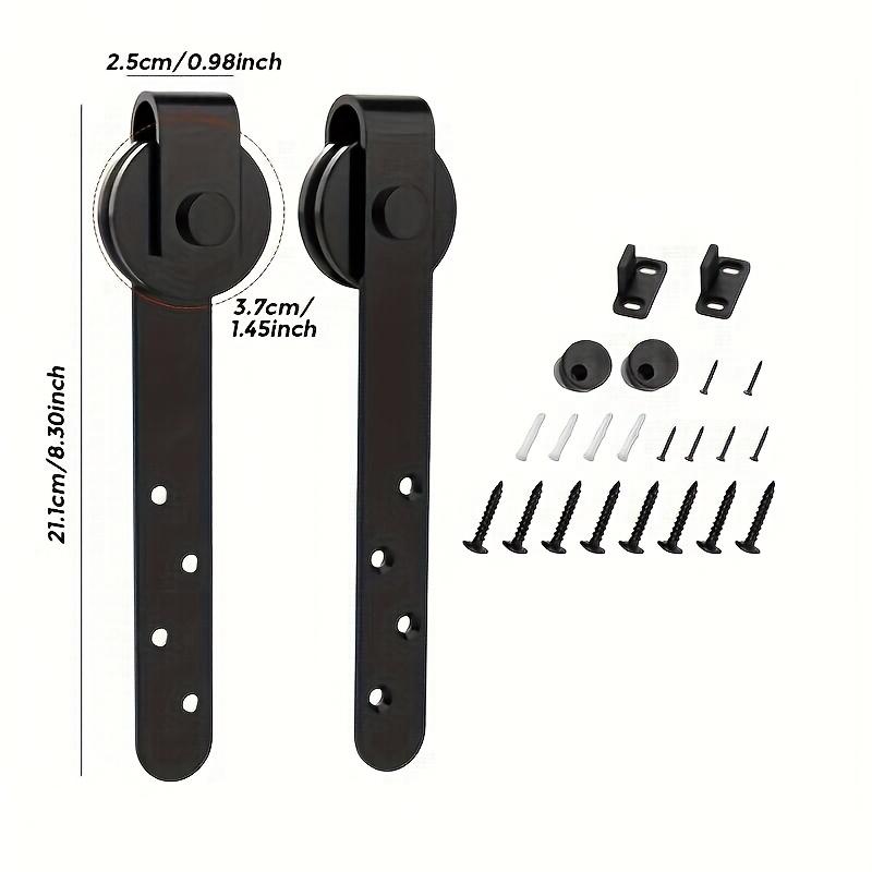 1Set Carbon steel silent sliding barn door hardware kit, suitable for carbon steel tracks in barns, TV cabinets, and wardrobes