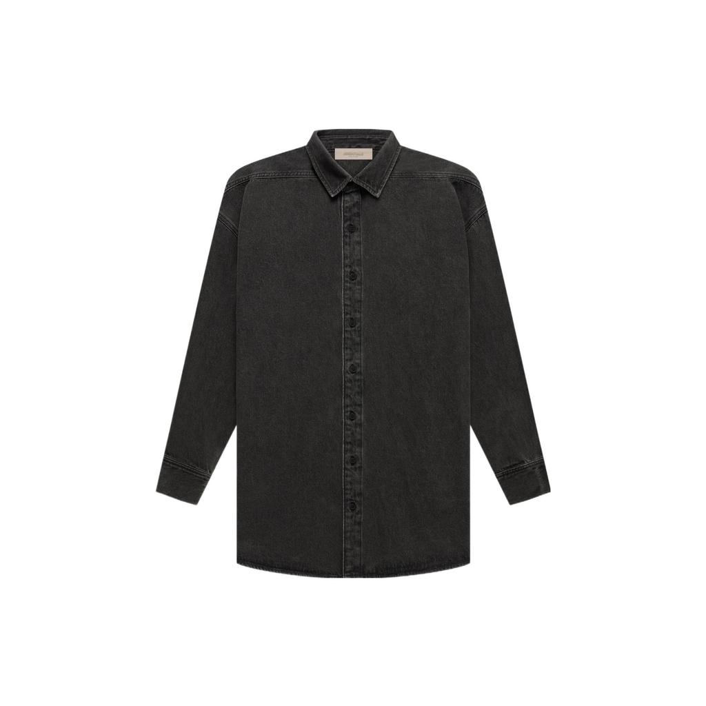 Fear of God Essentials SS22 Long Sleeve Denim Shirt Men Tops Black FOG-SS22-460