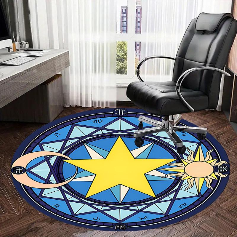 1pc Astrological Seal Round carpet, Made of Polyester,Perfect for Decorating Office Chairs, Living Rooms fplt099