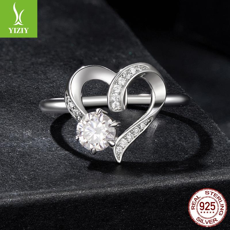 Cross-Border Love Is Eternal, Mozzarella Diamond Ring, Super Flash Ring, Heart-Shaped Fashion Wedding Ring For Women