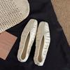 Fashion Elegant Square Head Pleated Shallow Mouth Casual Flat Single Shoes for Women 2025 Autumn New Versatile Comfortable Fashion Flats
