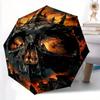 1pc Fiery Skull-Shaped Fortress Pattern Beautiful Looking Automatic Folding Umbrella, 3 Folding, 8 Iron Frame Design, Durable and Suitable for Tr