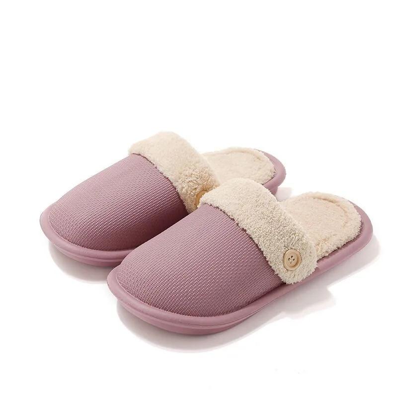 Winter cotton slippers can be disassembled and washed men's and women's shoes are warm couple's home added with plush slippers