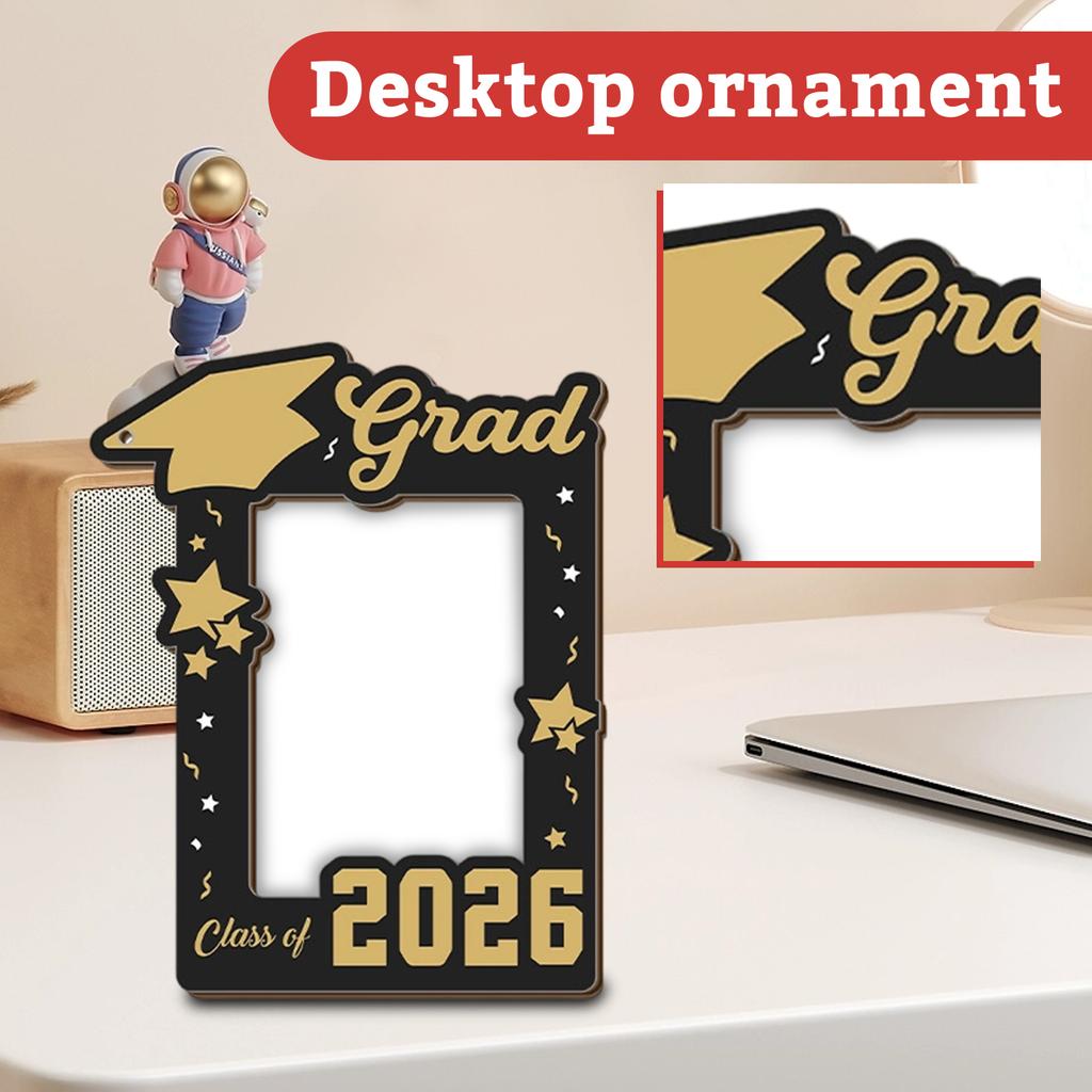 Cornice per Foto in Legno per Laurea con Supporto Decorativo Magnetico, Regalo Personalizzato Creativo per la Laurea, Decorazione Magnetica per Frigorifero