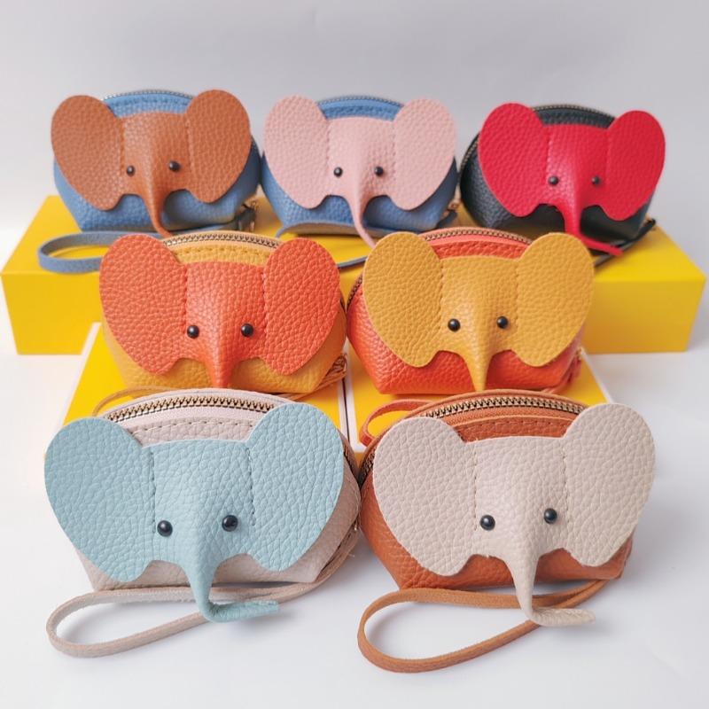 Baby elephant bag pu change bag bag pendant key ring creative card bag lipstick zipper bag