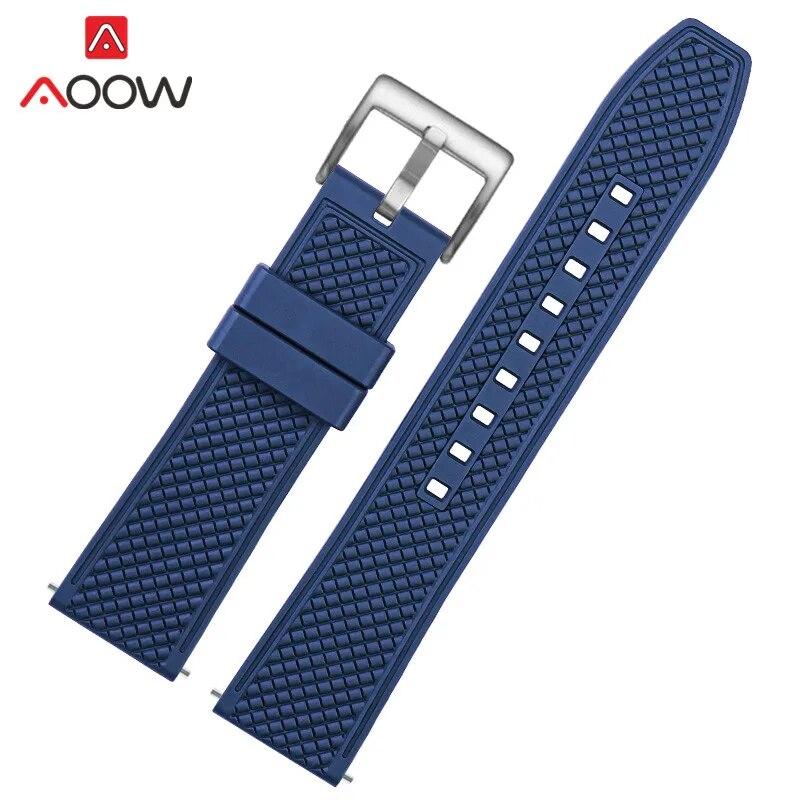 Fluoro Rubber Strap 20mm 22mm Quick Release Soft Sport Waterproof Stainless Steel Butterfly Buckle Men Replacement Watch Band