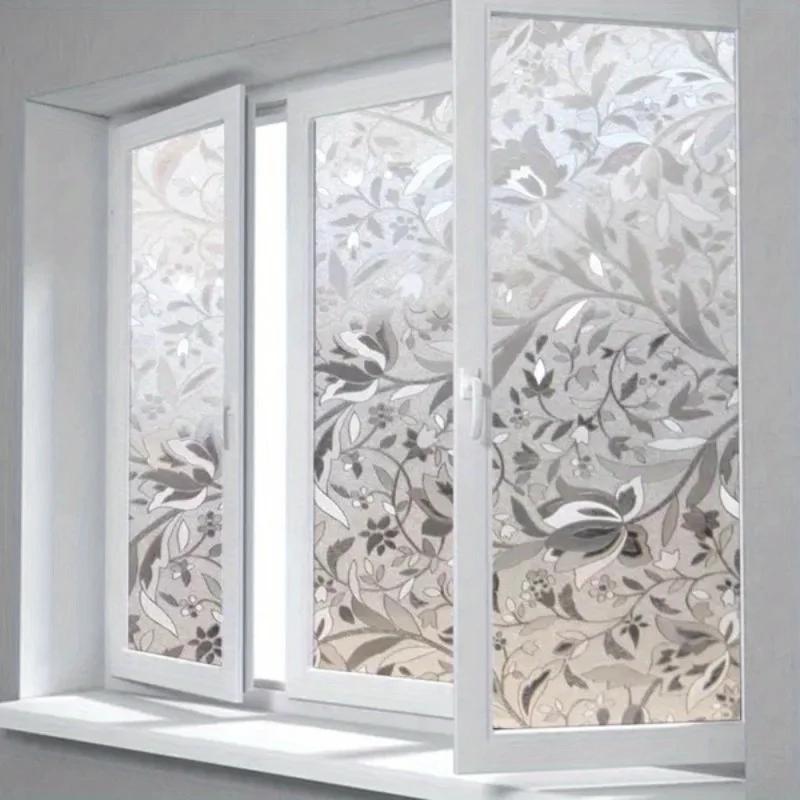 2026 Latest Models Elegant Tulip Design Anti-Privacy Window Film - Self-Adhesive, Glue-Free, Transparent Opaque Glass Sticker