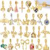 Charm Coppergolden Serie Airplane Balloon Bow Safety Chain Puppy Dog Gold Color Charms Beads Fit Bracelet Diy Jewelry Maing
