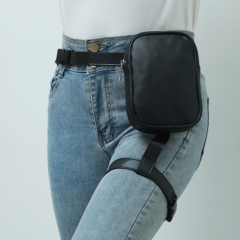 Women Multiway Thigh Leg Bag,Waterproof PU Waist Fanny Pack, Adjustable Strap Crossbody Belt Pouch for Running Club Travel Daily