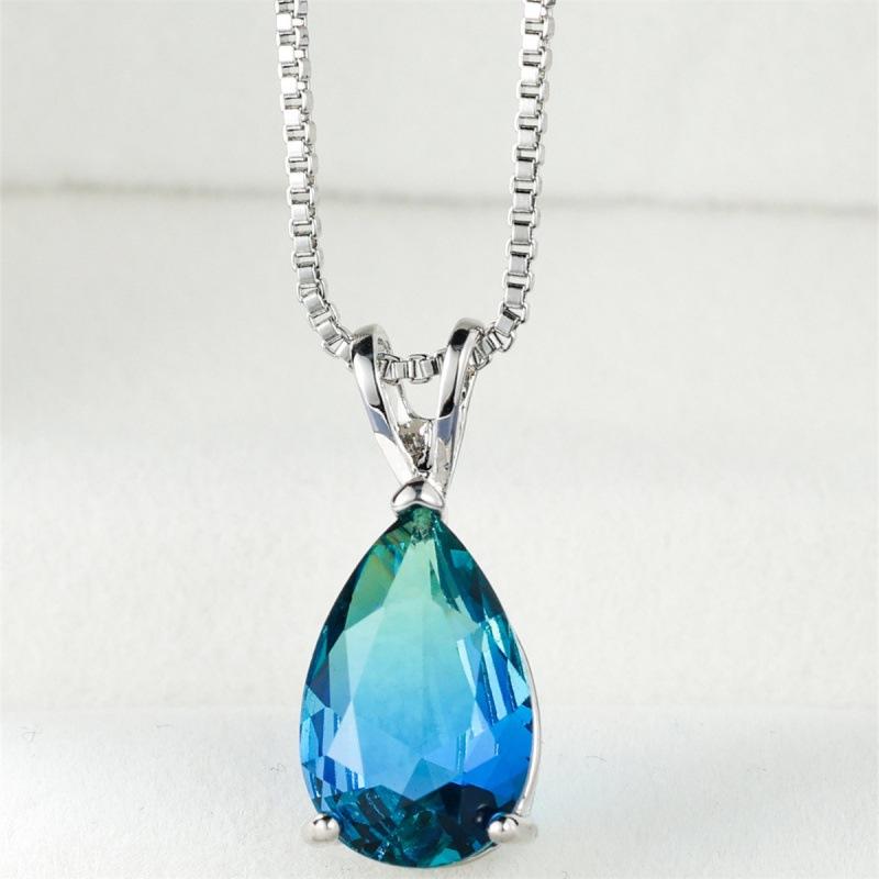 

Wish European and American tourmaline stone water drop pendant necklace simple niche unique necklace