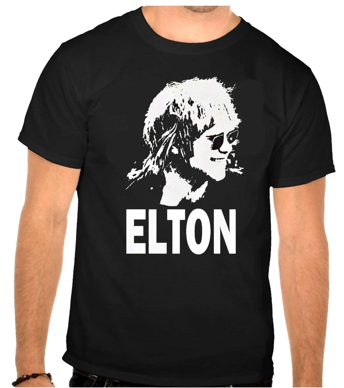 Elton John Music Logo Black 100% Cotton T-shirt Mens Tees Top -1258- XL