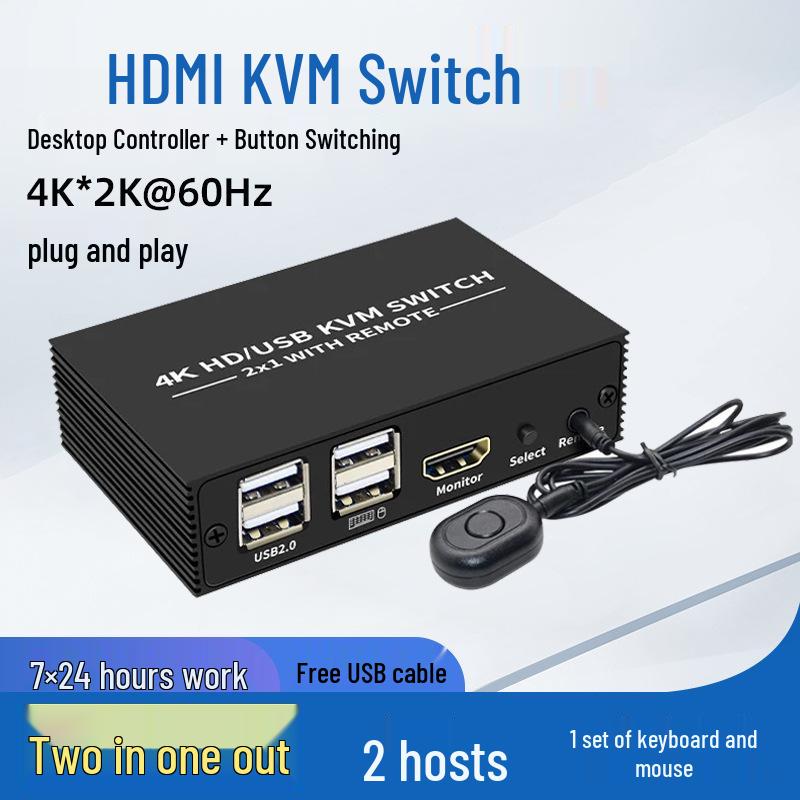 2x1 HDMI KVM-Switch: 4K-Video, USB-Maus- und Tastaturfreigabe