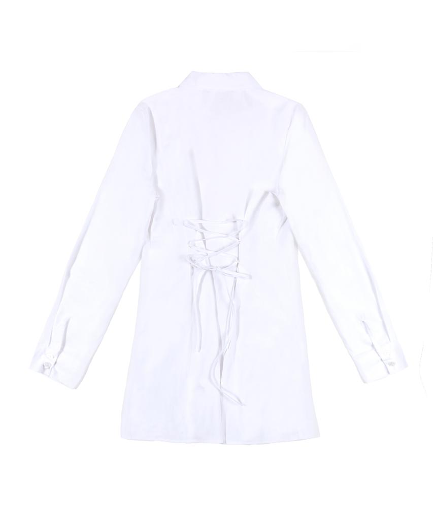 Fancy Club [Nf] Eyelet Point Shirt Dress (Wht)_Fzd291