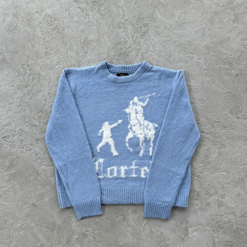 Mens Streetwear Knit Cardigan With Embroidered Letter Stand Collar Zip-Up Sweater Loose Fit