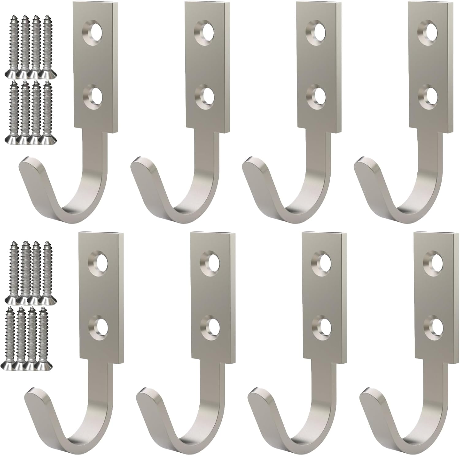 8pcs Stainless Steel Heavy Duty Wall Hooks Coat Robe Hat Key Bag Towel Hanger Holder For Indoor Outdoor Use серебряный