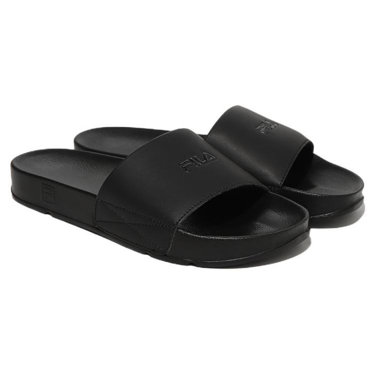 FILA Rubber Sole Slide Slippers Unisex Black Korean Style 1SM01970F_001