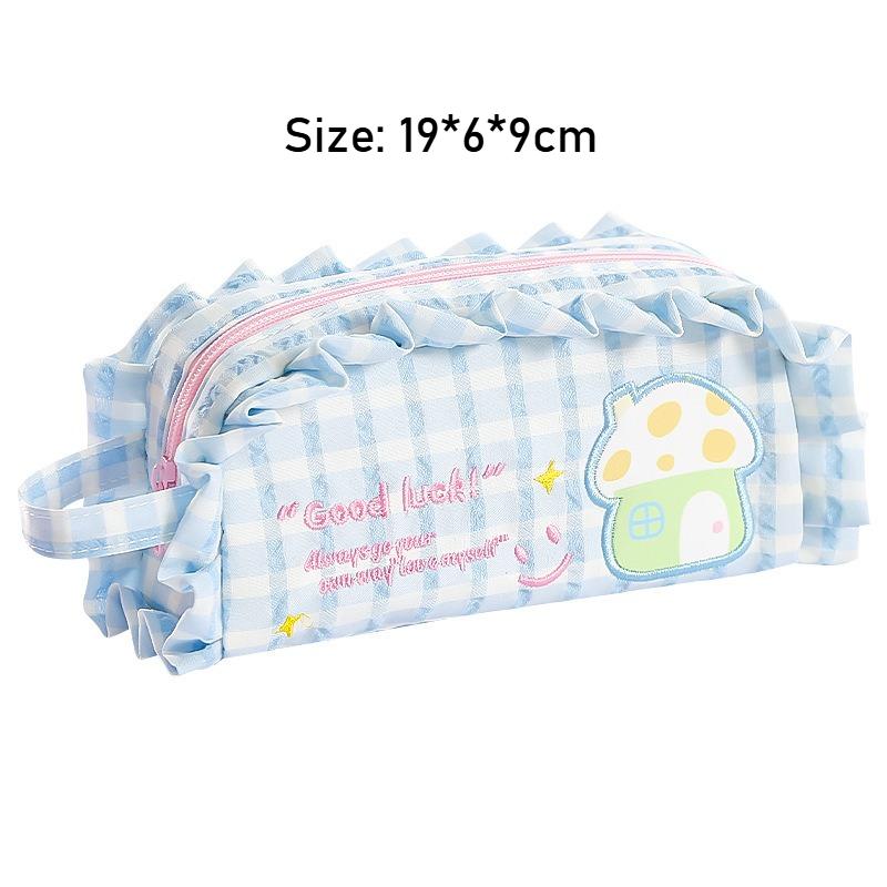 Cute Embroidery Pencil Case, Capable of Holding 45 Pens, with Built-in Two-layer Compartments for Portable Handheld Design