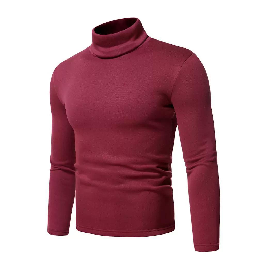 Fashion Men's Casual Slim Fit Basic Turtleneck Knitted Sweater High Collar Pullover Male Double Collar Autumn  Winter Tops