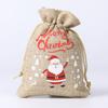 Christmas Candy Linen Bag Bundle Mouth Bag Colorful Cartoon Christmas Set Candy Gift Packaging Bag Santa Claus Gift Bags