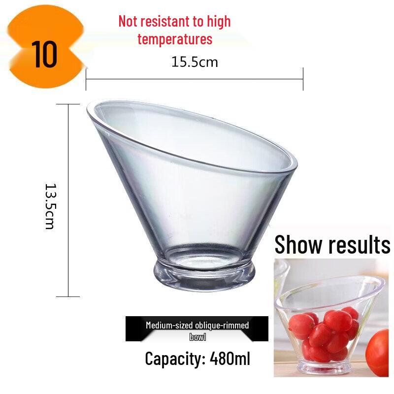Transparent PP Slanted Salad Bowl
