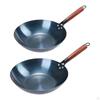 Cast Iron Wok with A Flat Bottom, Handcrafted for Home Use, Non-stick, Without Coating.