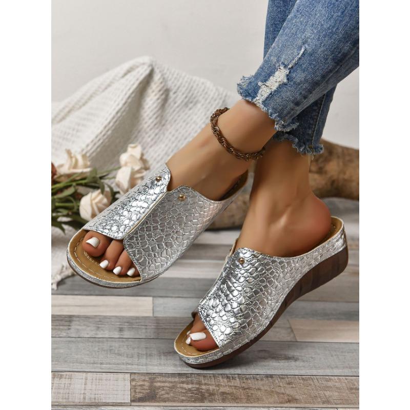 Women's Slippers Thick-soled Fish Mouth Car Stitching Women's Slippers Crocodile Pattern Slippers