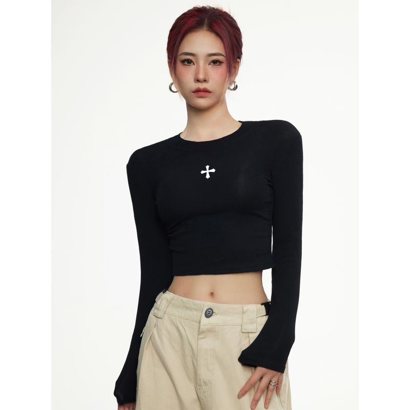 

Women s Clothing Fashion Slim Fit Midriff-Baring Chic Small Top T-Shirt Black 2 yards (too large)