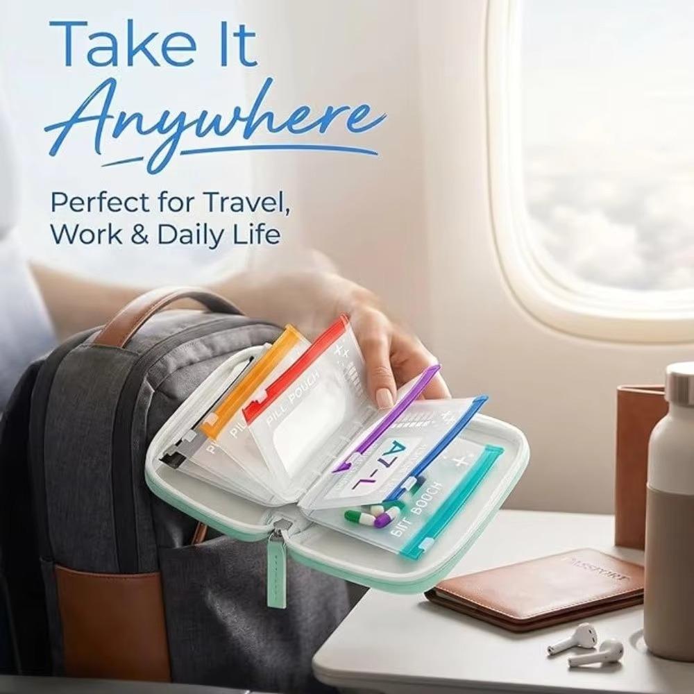 7/14pcs Portable 7-Day Pill Organizer Leakproof Weekly Pill Storage Bag Travel Use