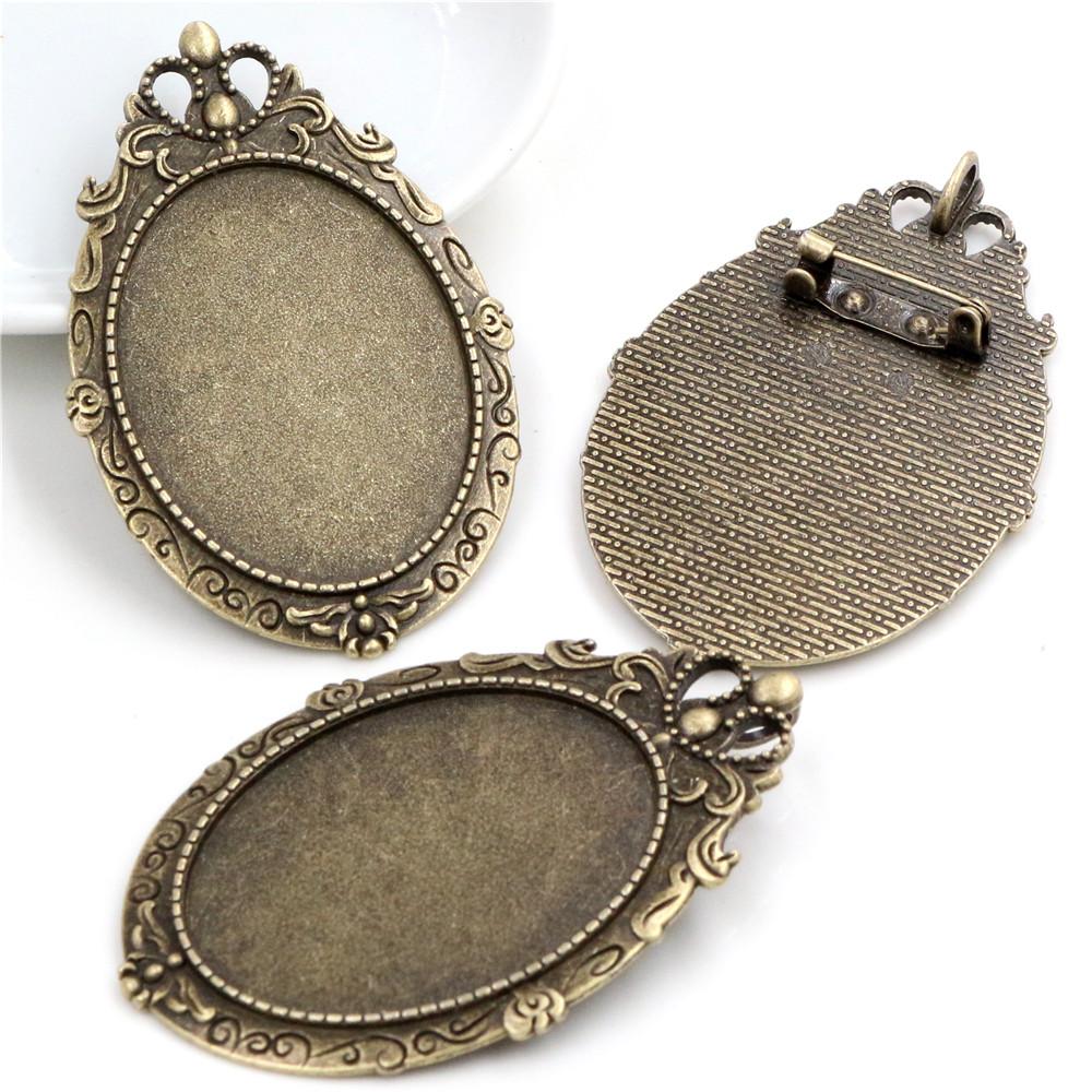 New Fashion 5pcs 30x40mm Inner Size Antique Silver Plated Gold Color Bronze Black Pin Brooch Simple Style Base Setting Pendant