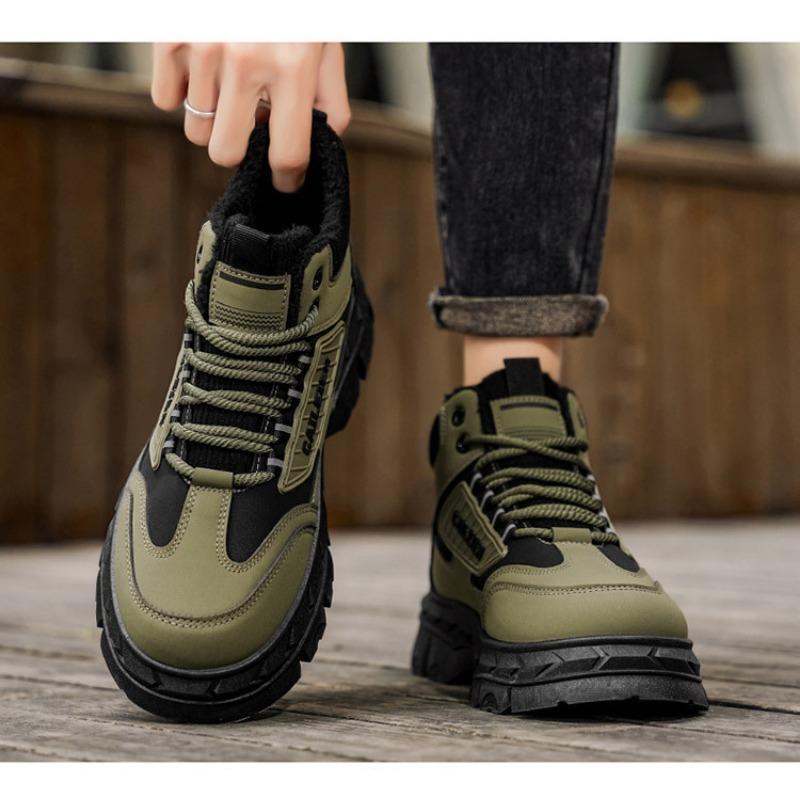 Mens Fleece Lined High Top Thick Sole Non Slip Warm Work Martin Boots