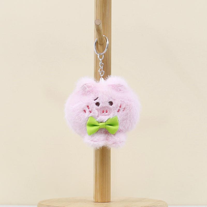Doll Plush Pig Bow Decorative Keyring Bag Accessories Stuffed Keychain Kids Gift