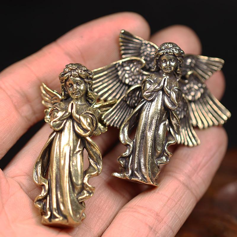 2 piezas Estatua de Latón Vintage del Dios del Amor Cupido Pequeño Adorno Figurilla de Ángel Decoración de Escritorio Accesorios de Decoración para el Hogar para Habitación