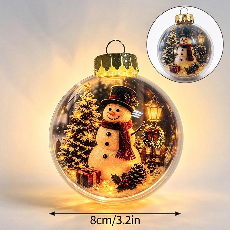 3D Kerst Sneeuwbol Ornament Kerstboom Kerstman Sneeuwpop Gloeiende Hangende Decoratie Kerstdecoraties 2026 Nieuwjaars Cadeaus Navidad