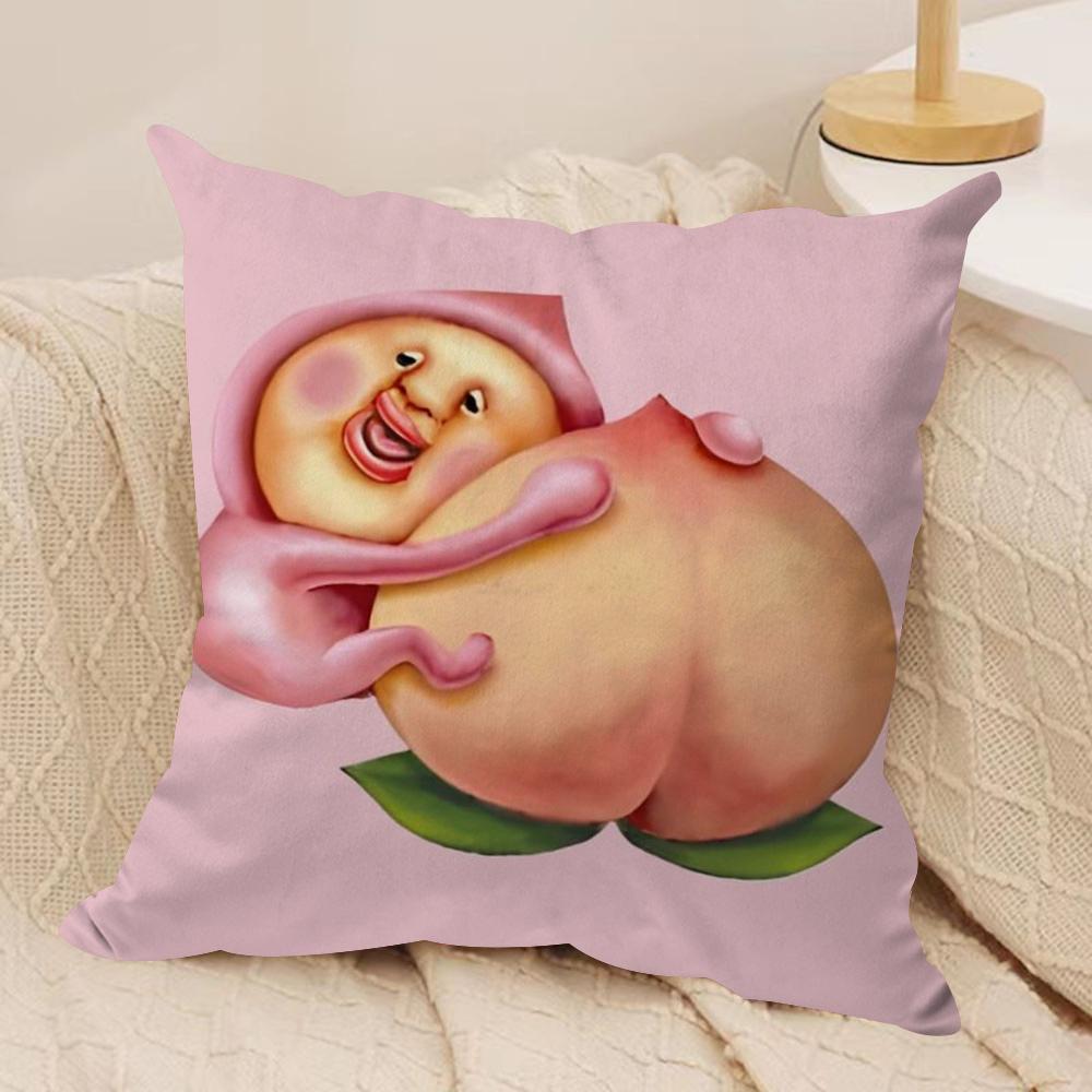 Cartoon Peach Print Cushion Cover, All-Season Universal & Removable Washable, Home Sofa Pillowcase