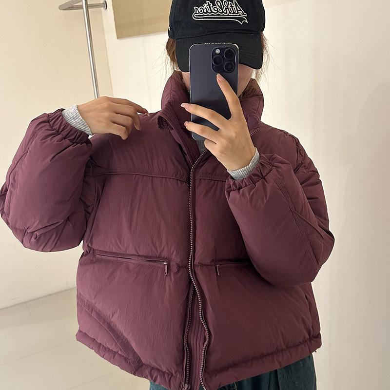 FASHION 2024 Winter New Fashion Stand-up Collar Pocket Down  Women's Short White Duck Down Warm Winter  Clothes