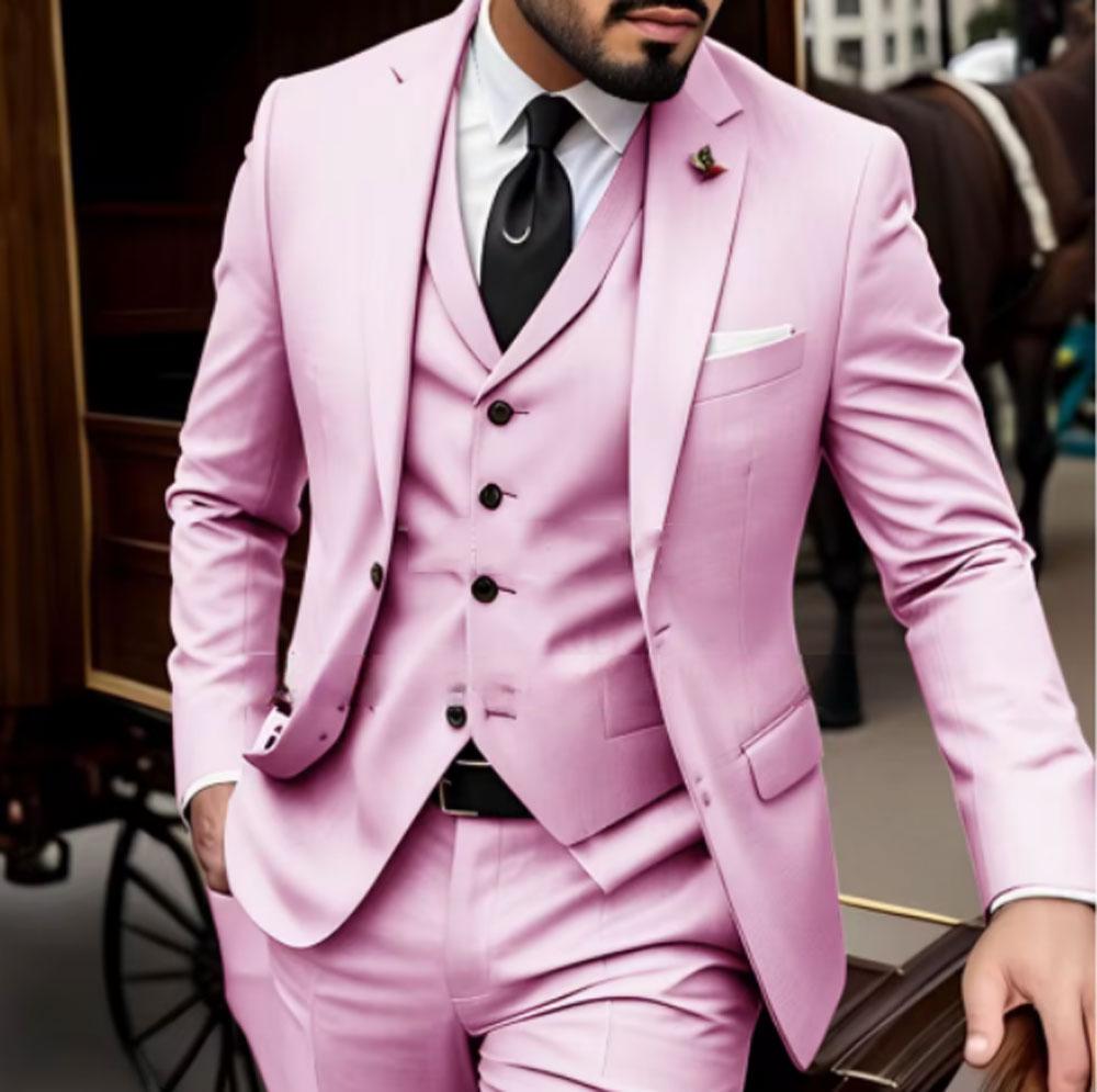 

Хаки Формальный Мужской Костюм Набор из 3 Предметов Пиджак Брюки Жилет Индивидуальный Высококлассный Блейзер Жених Свадебный Смокинг S-5XL 5XL розовый