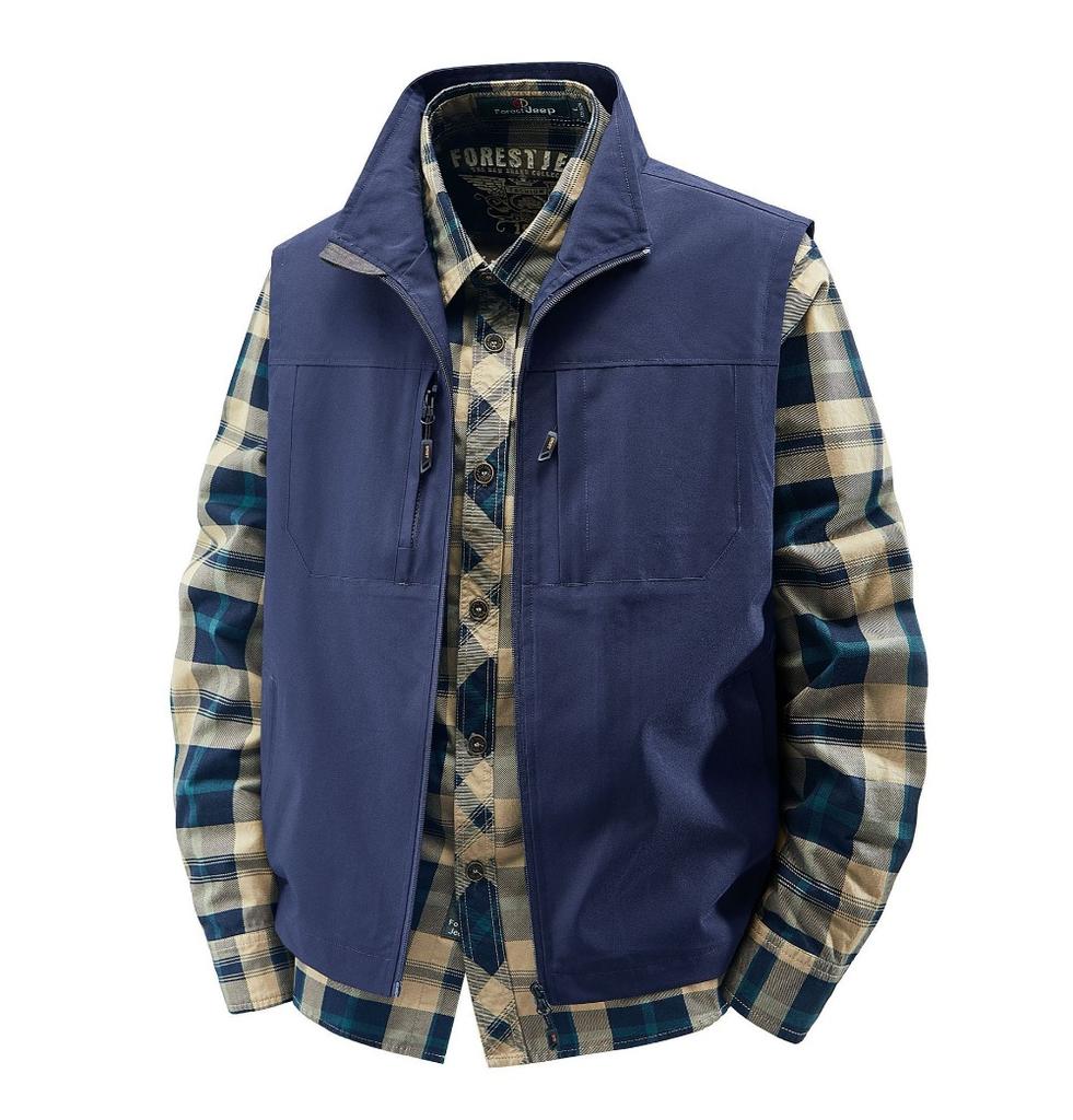 Summer Men Outdoor Breathable Sleeveless Vest Men Casual Multi Pocket Vest Man Cargo Safari Work Waistcoat Plus Size 6XL