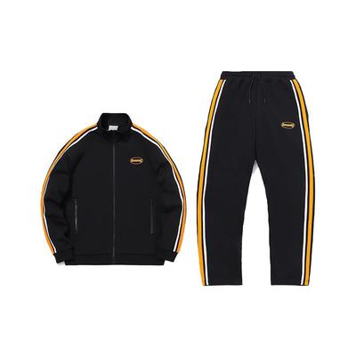 Conjunto de Sudadera con Capucha Abierta Delantera de Moda Deportiva para Hombre Sudaderas Estándar-Negro AWEQ027-1