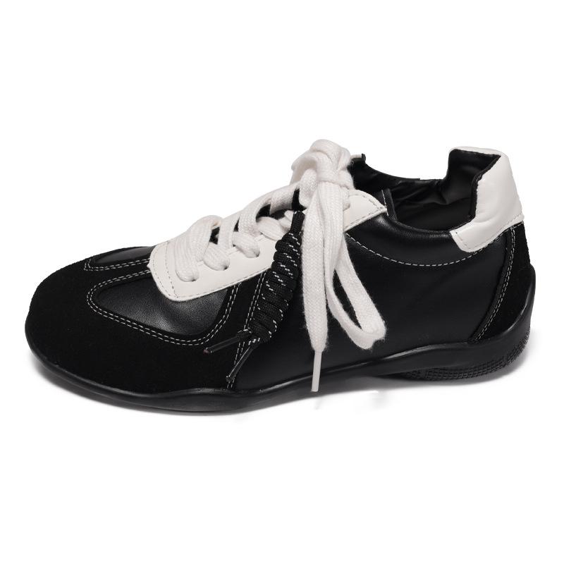 Retro German training shoes women's 2025 new color matching lace-up round head casual sports board shoes versatile height-increasing Forrest Gump sho