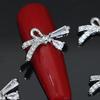 Silver Bow Zircon Nail Accessories Shiny Diamond Acc Press-On Nails Decoration