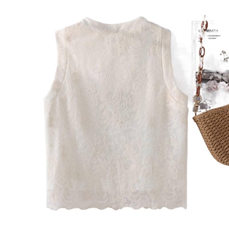 Plus Size 2026 Summer Jacquard Lace Sleeveless Vest