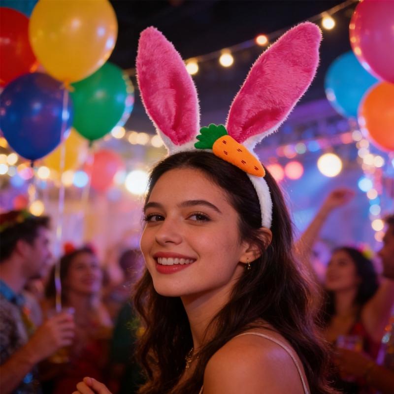 Easter Hare Ear Carrot Hairband Plush Soft Hare Ear Headband For Kids Adult Easter Cosplay Festival Celebration