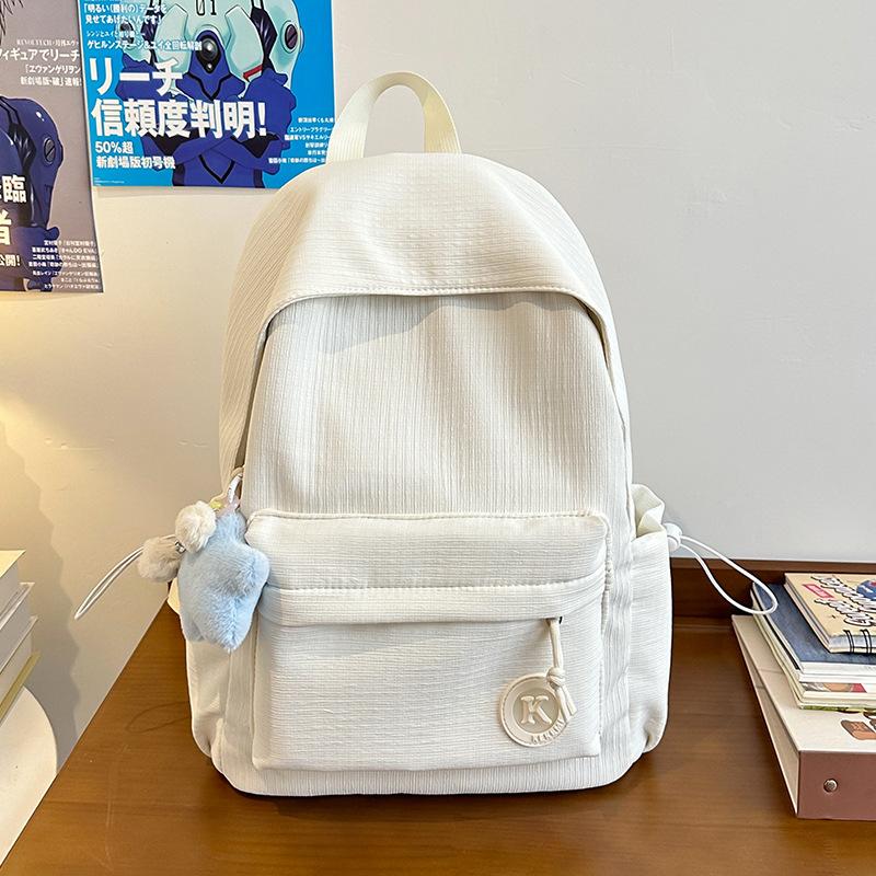 Small Fresh Backpack New Ins Casual Backpack College Style Solid Color Simple Large Capacity Primary School School Bag