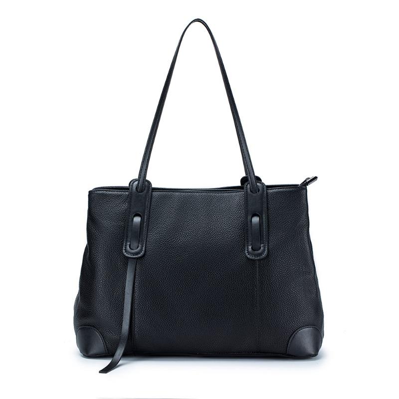 New leather handbag fashionable large-capacity tote bag women s commuter fashion soft leather women s bag versatile shoulder bag tide чёрный