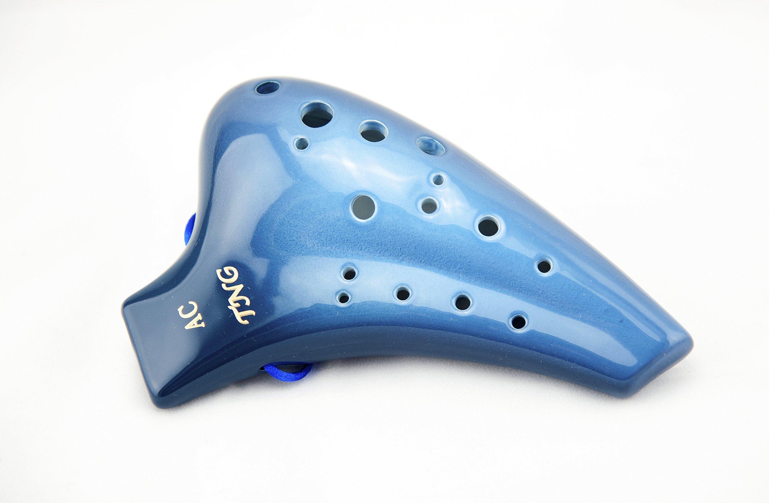 

TNG Ocarina Музыкальный инструмент Высокого Класса C Тон AC Несколько Трубок Аппликатура Ocarina Керамическая Флейта Духовой Выдув Глазурь Отделка Синяя [Двойная/Альт/Синяя]